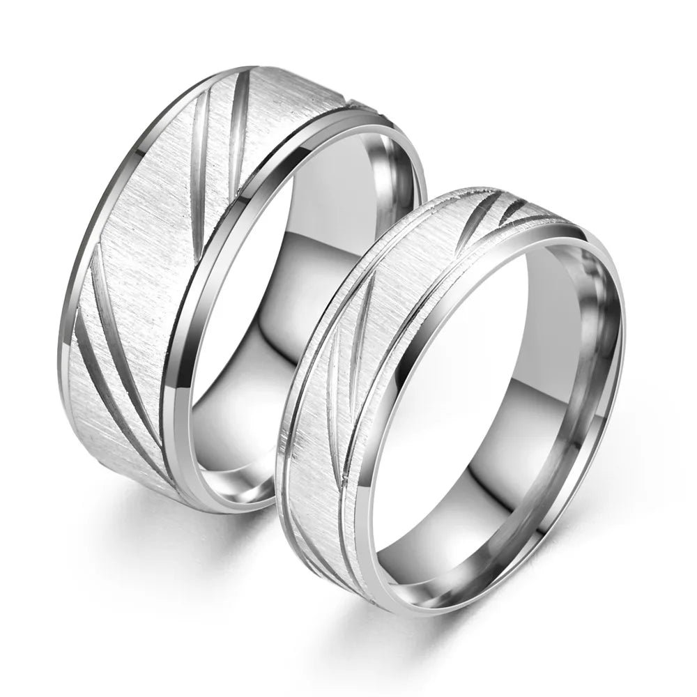 2025 Stainless Steel Couple Slash Rings Fashion Jewelry Wholesale
