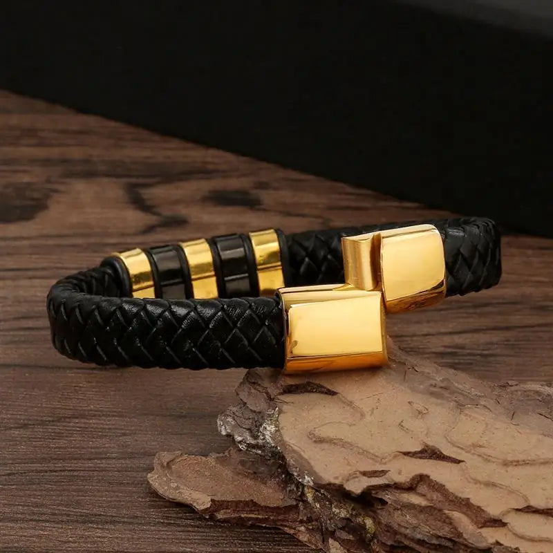 CowLost | punk-men-leather-bracelet-with-stainless-steel-magnetic-clasp-braided-mutilayer |21