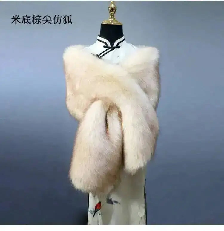 CowLost | 32-colors-165-30cm-women-luxury-warm-faux-fox-fur-shawl-winter-ladies-plush-scarf |27
