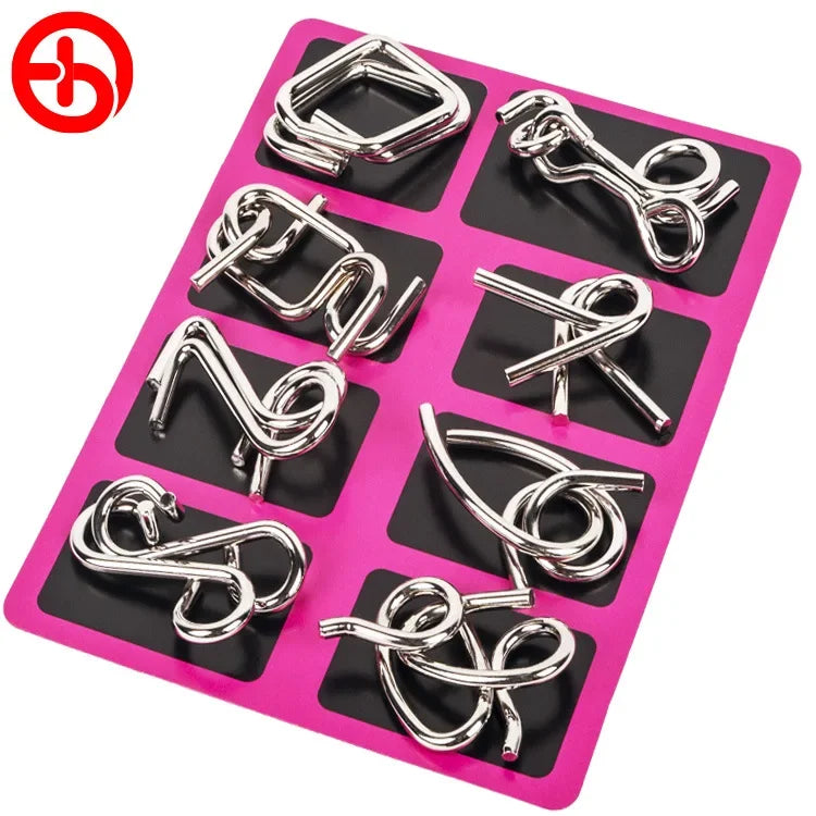 8-Piece Metal Montessori Wire Brain Teaser Puzzle Set for Kids and Adults