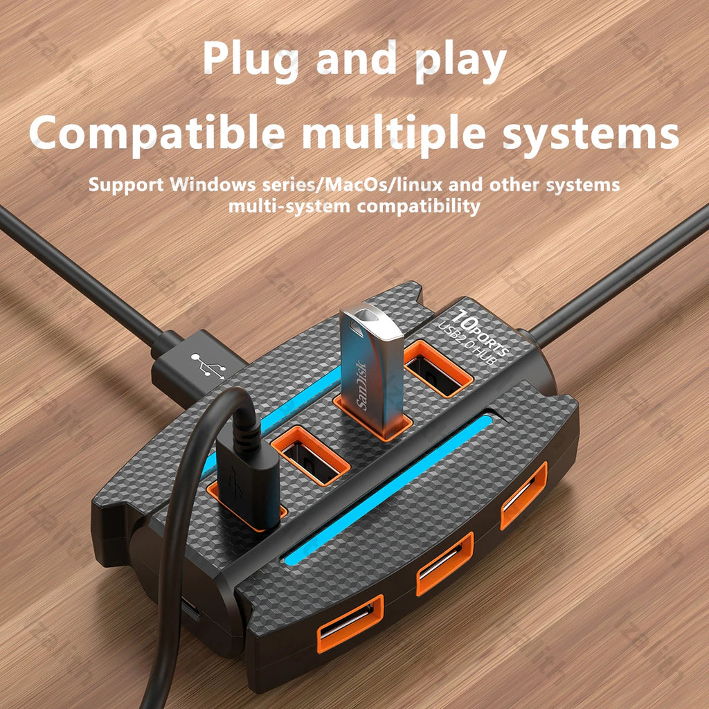 CowLost | usb-hub-10-port-usb-2-0-usb-splitter-card-reader |5