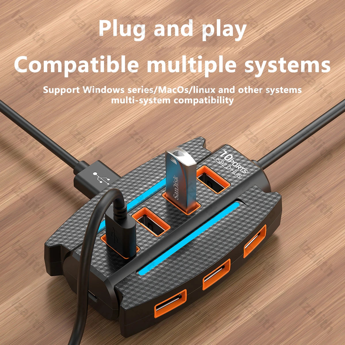 CowLost | usb-hub-10-port-usb-2-0-usb-splitter-card-reader |5