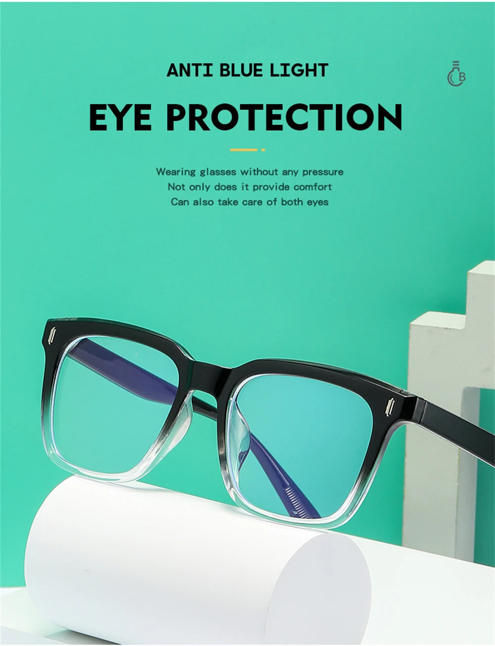 CowLost | uncategorized-vivibee-vintage-unisex-blue-light-blocking-square-eyeglasses |8