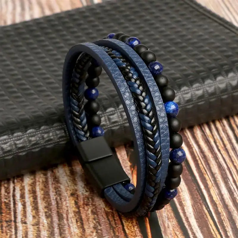CowLost | jiayiqi-leather-bracelet-punk-hip-hop-metal-charm-tiger-eye-stone-beads-multi-layer-bracelet-for-men |3