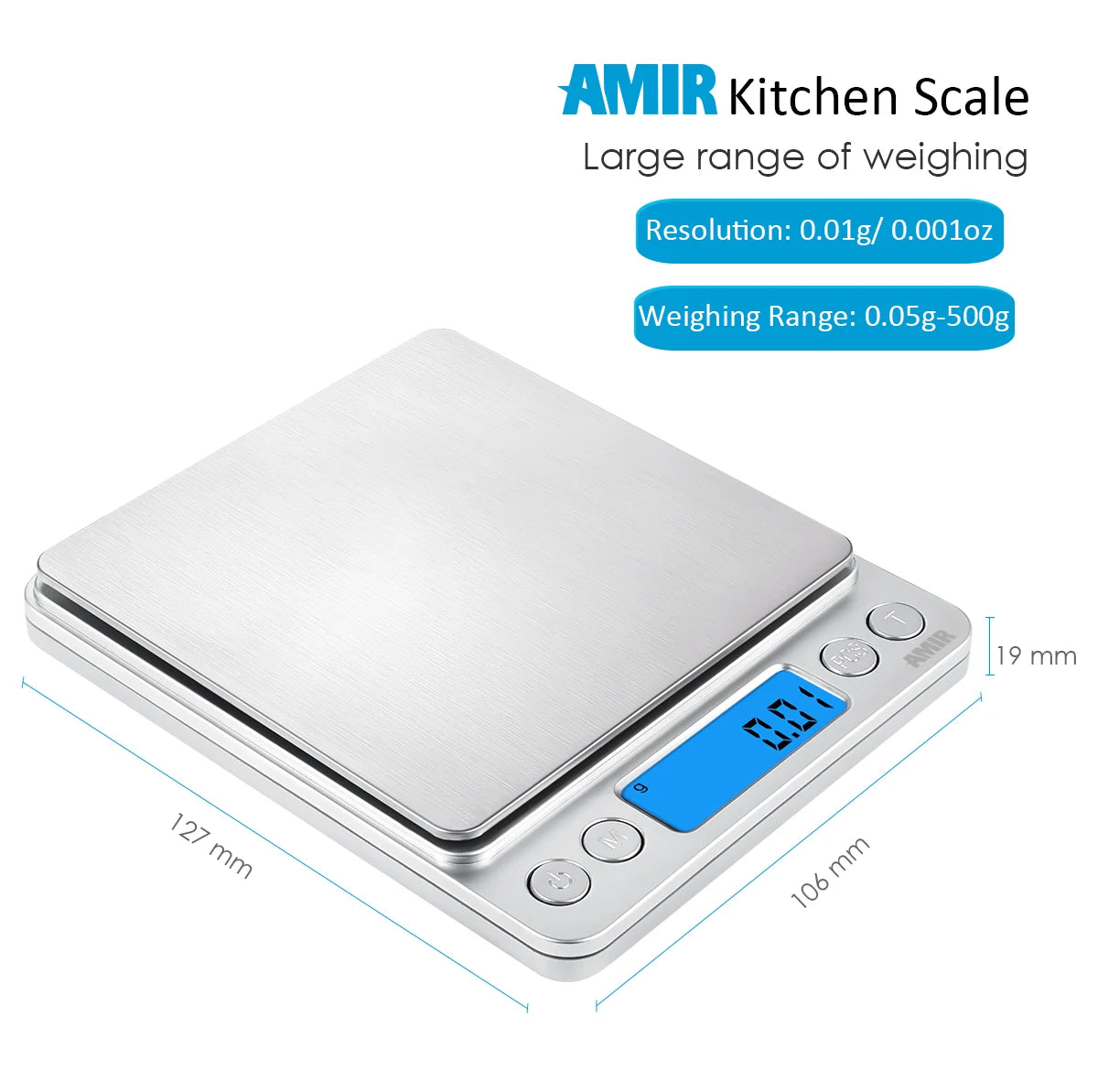 Digital Kitchen Scale 500g x 0.01g Mini Pocket Jewelry Food Electronic Balance