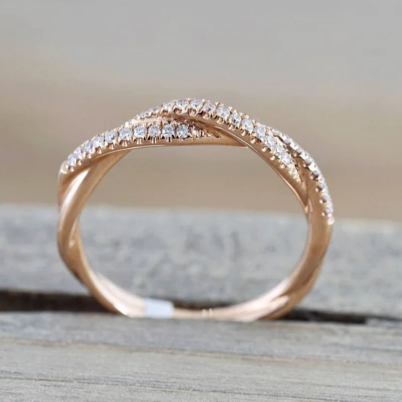 Women's Twisted Zircon Ring Silver Plated Stainless Steel Jewelry Gift