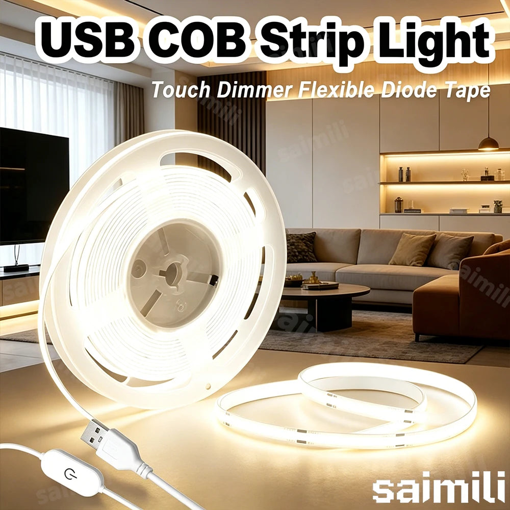 CowLost | light-ropes-strings-product_id-1-5m-usb-touch-switch-dimmable-cob-led-strip-light-for-indoor-lighting |1