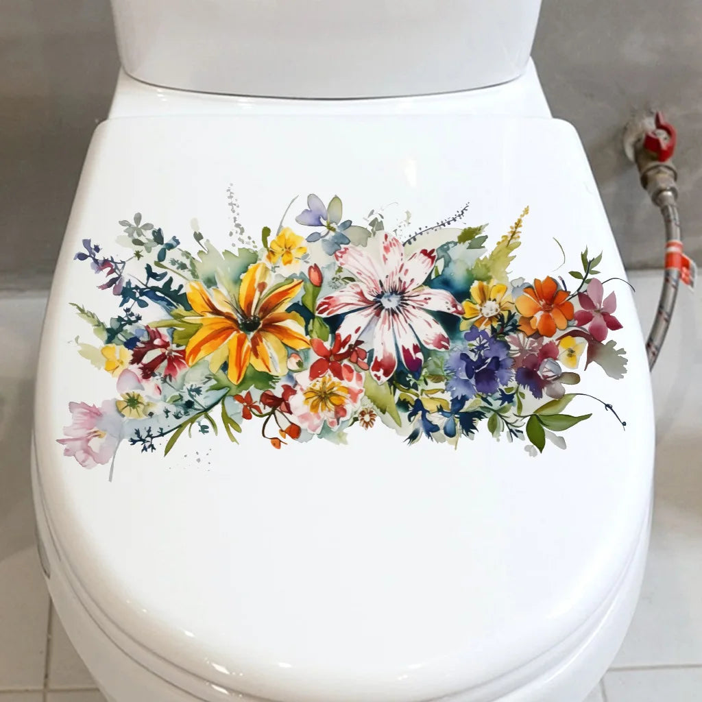 CowLost | toilet-stickers-flower-stickers-bathroom-self-adhesive-painting |7