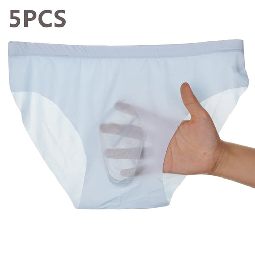 CowLost | 5-pairs-lot-mens-ice-silk-seamless-briefs-summer-transparent-quick-drying-underwear |1