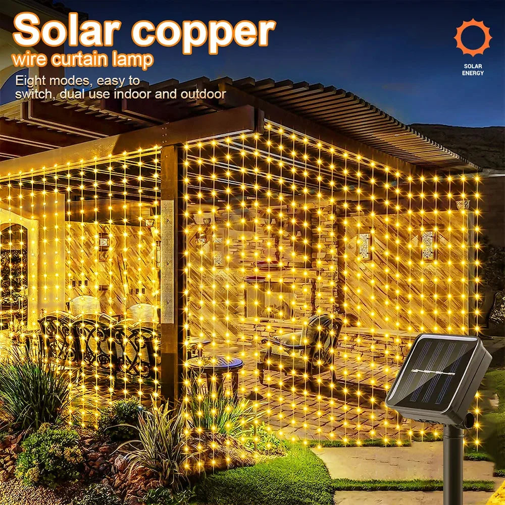 CowLost | product_id-solar-led-copper-wire-curtain-fairy-string-lights-for-outdoor-garden-wedding-party-decor |1