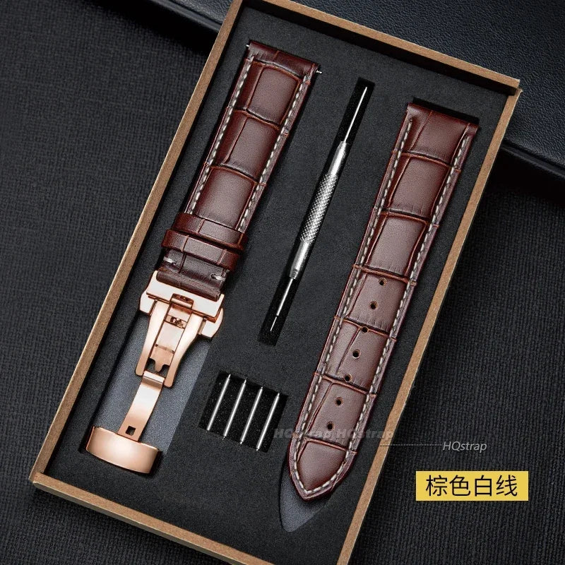 CowLost | product_id-leather-watch-band-16-24mm-unisex-with-metal-butterfly-clasp-and-gift-box |10