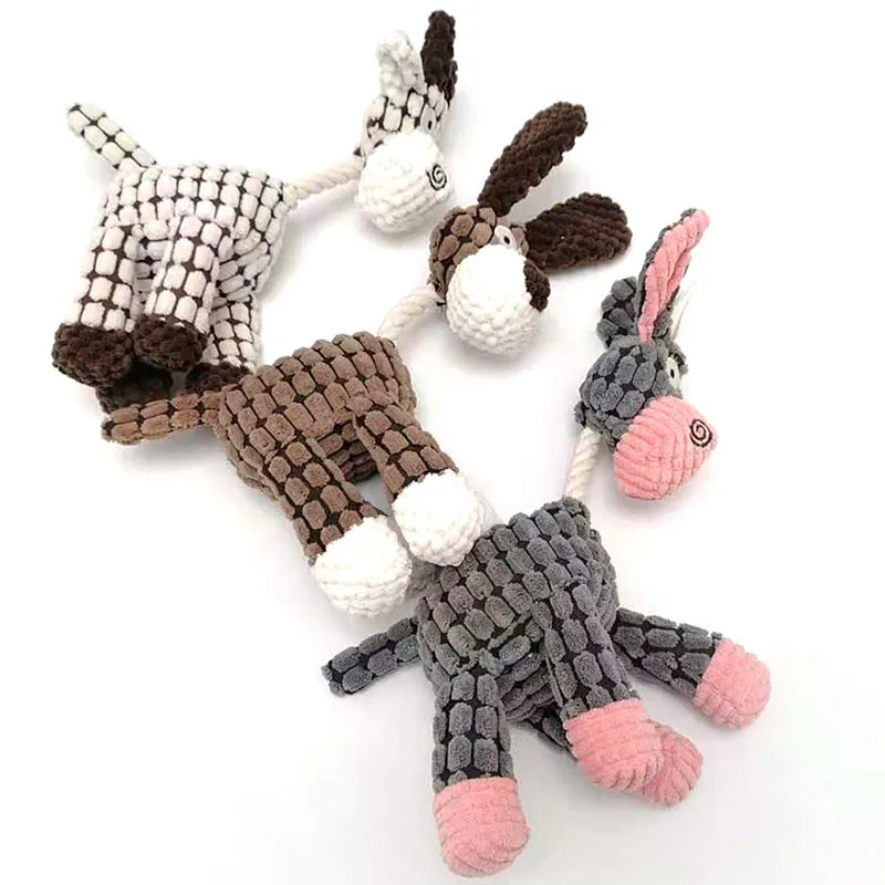 CowLost | dog-kennel-run-accessories-donkey-shape-corduroy-squeaky-dog-chew-toy |3