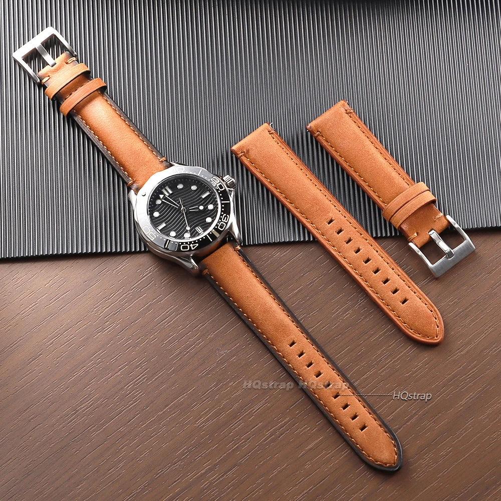 CowLost | product_id-vintage-brown-cowhide-leather-watch-strap-20mm-22mm-24mm-waterproof-quick-release-for-seiko-unisex |4