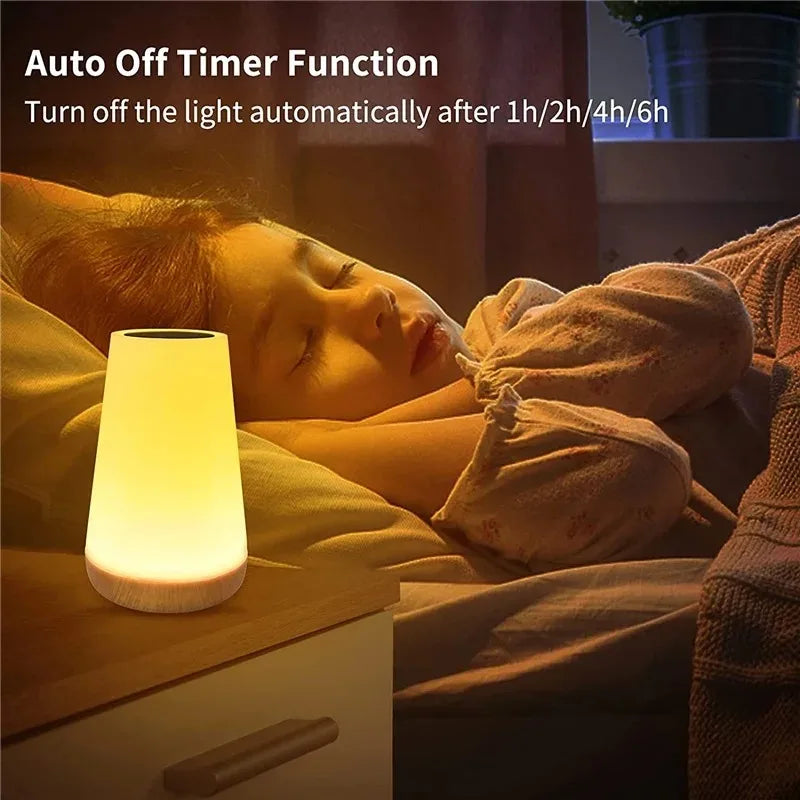 CowLost | usb-touch-control-led-night-light-13-colors-changing-dimmable-bedside-table-lamp-with-remote-for-bedroom-camping-reading-decor-1 |4