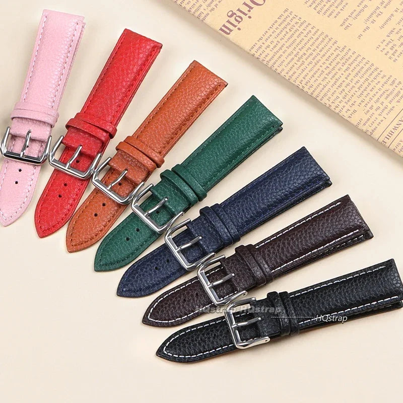 CowLost | soft-leather-watch-band-bracelet-12mm-14mm-16mm-18mm-19mm-20mm-21mm-22mm-replacement-wrist-straps-watchbands-litchi-pattern-belt |3
