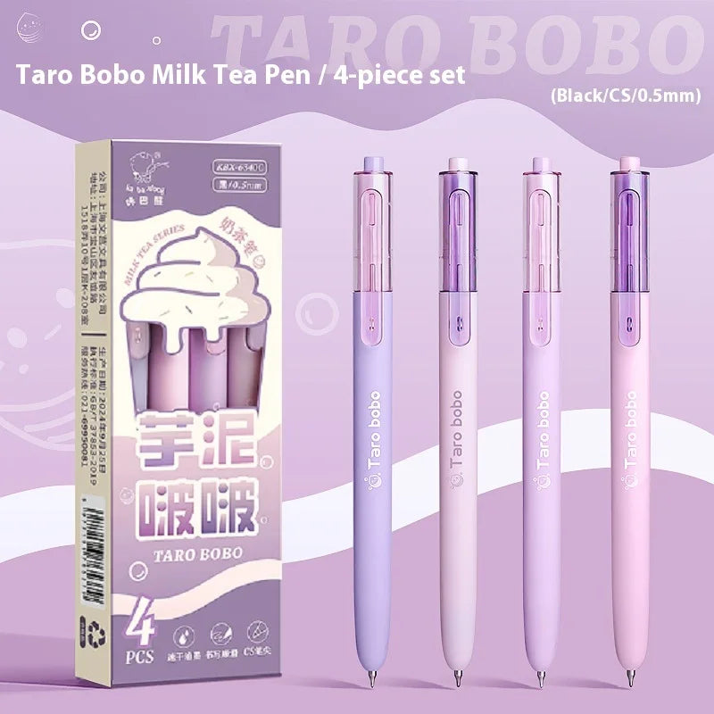CowLost | product_id-4pcs-milk-tea-gel-pens-set-assorted-retractable-0-5mm-rollerball-for-fast-dry-note-taking-exams |28