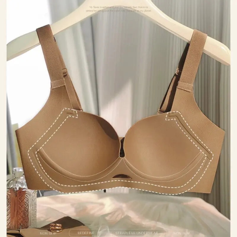 CowLost | push-up-bras-for-women-seamless-underwear-non-wired-no-rims-gathered-bra-adjustable-straps-fixed-size-cup-m-3xl-brassiere |5