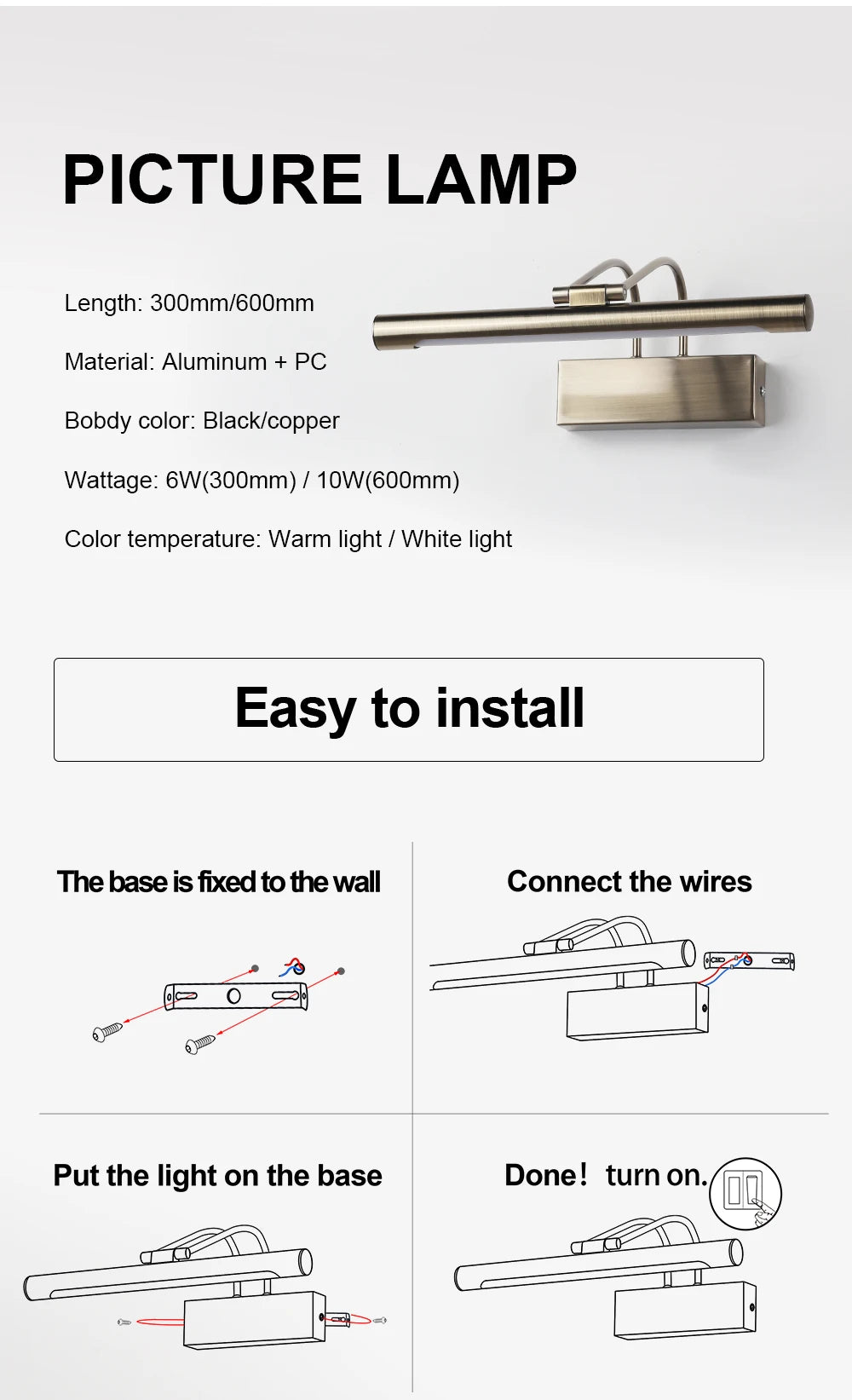 CowLost | product_id-modern-black-copper-8w-led-bathroom-wall-sconce-ac85-265v |11