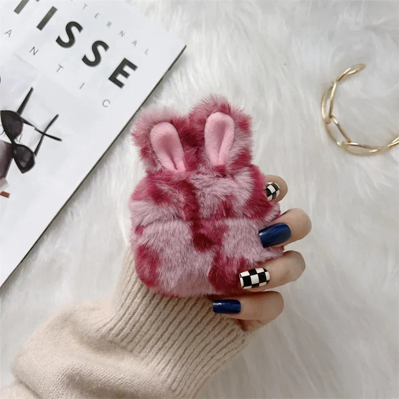 CowLost | cartoon-leopard-print-rabbit-ear-plush-earphone-case-for-airpods-1-4-pro-2 |7