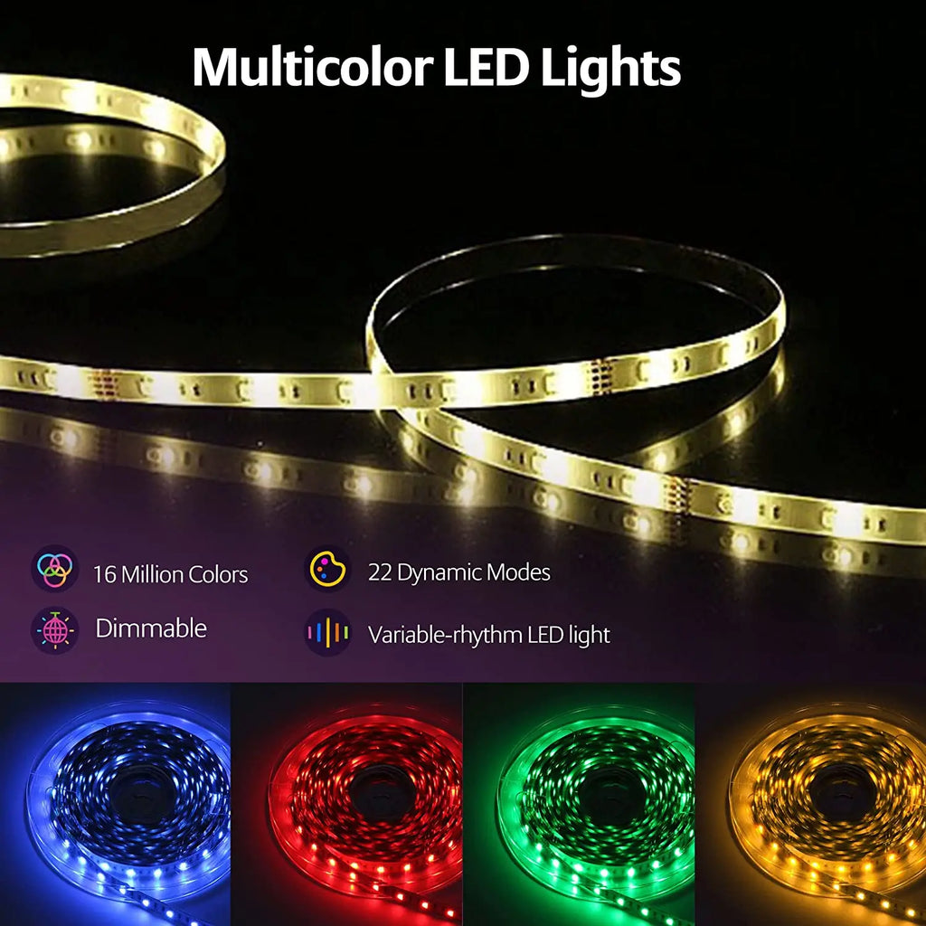 Mexllex RGB LED Strip Light 30M/20M/15M Flexible Tape DC 24V/12V APP & Remote Music Sync