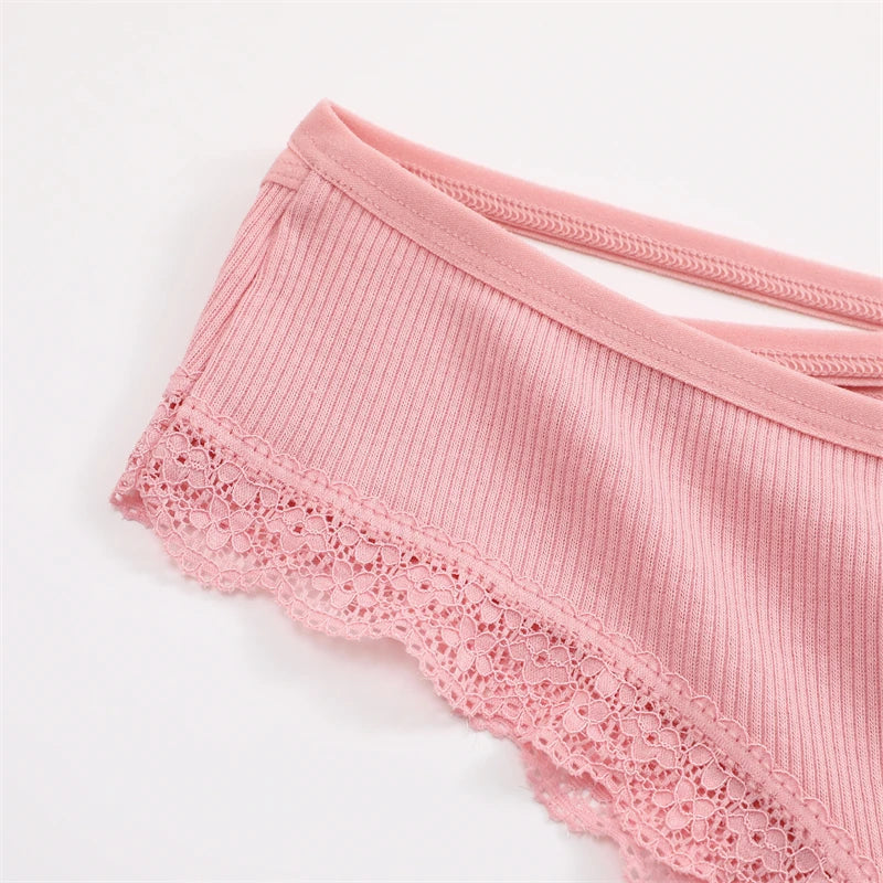 CowLost | activewear-pants-finetoo-4pcs-women-s-cotton-striped-lace-briefs |14