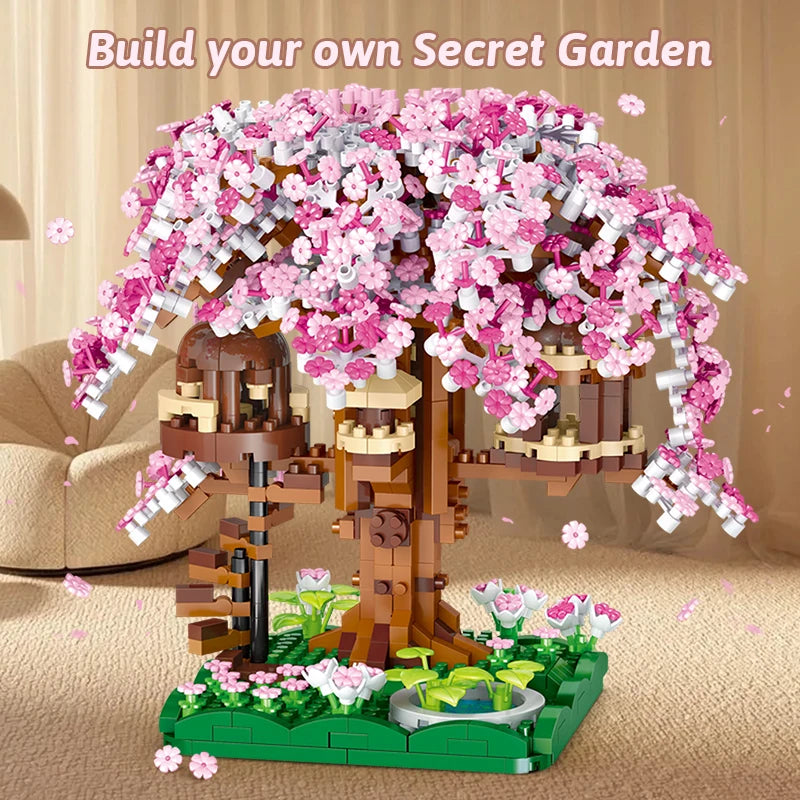 CowLost | product_id-pink-cherry-blossom-rainbow-treehouse-building-block-toy-for-parent-child-assembly |1