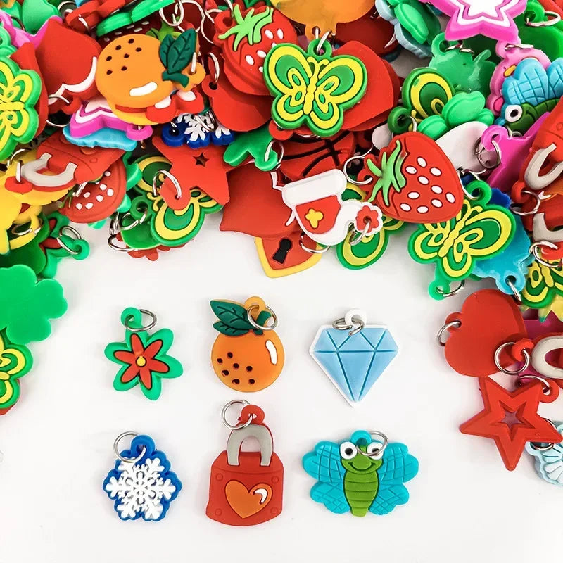 Soft Charms DIY Cartoon Animal Flower Bead Pendants for Rubber Loom Band Jewelry Making