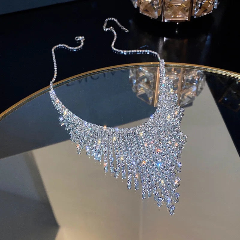Women's Shiny Geometric Rhinestone Crystal Choker Necklace for Party Nightclub Dance
