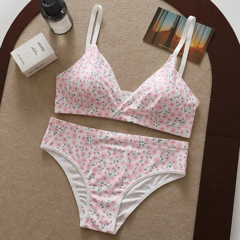 CowLost | product_id-women-floral-seamless-push-up-bra-low-waist-panties-set-sexy-v-neck-lingerie |7