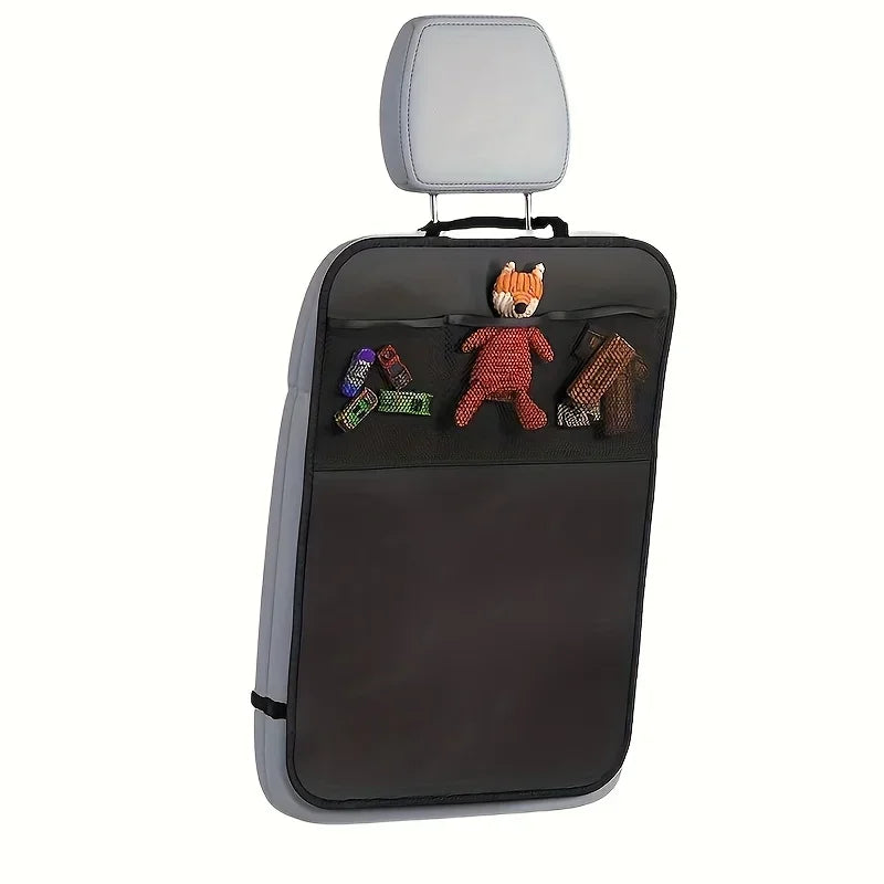 CowLost | black-seat-cover-for-kids-with-3-pocket-storage-organizer |6