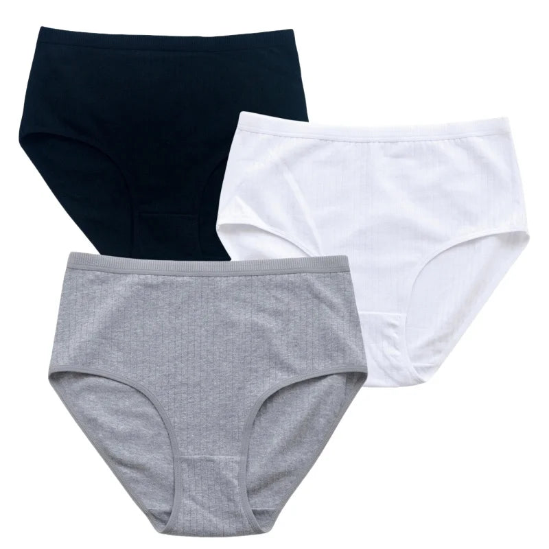 CowLost | product_id-3pcs-women-high-waist-cotton-briefs-tummy-control-breathable-underwear-m-xxl |15