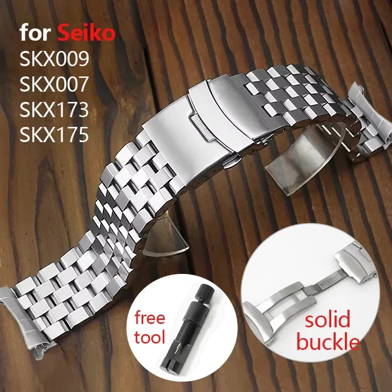 CowLost | product_id-curved-stainless-steel-replacement-bracelet-for-seiko-skx007-skx009-skx173-skx175-20mm-22mm-strap |1
