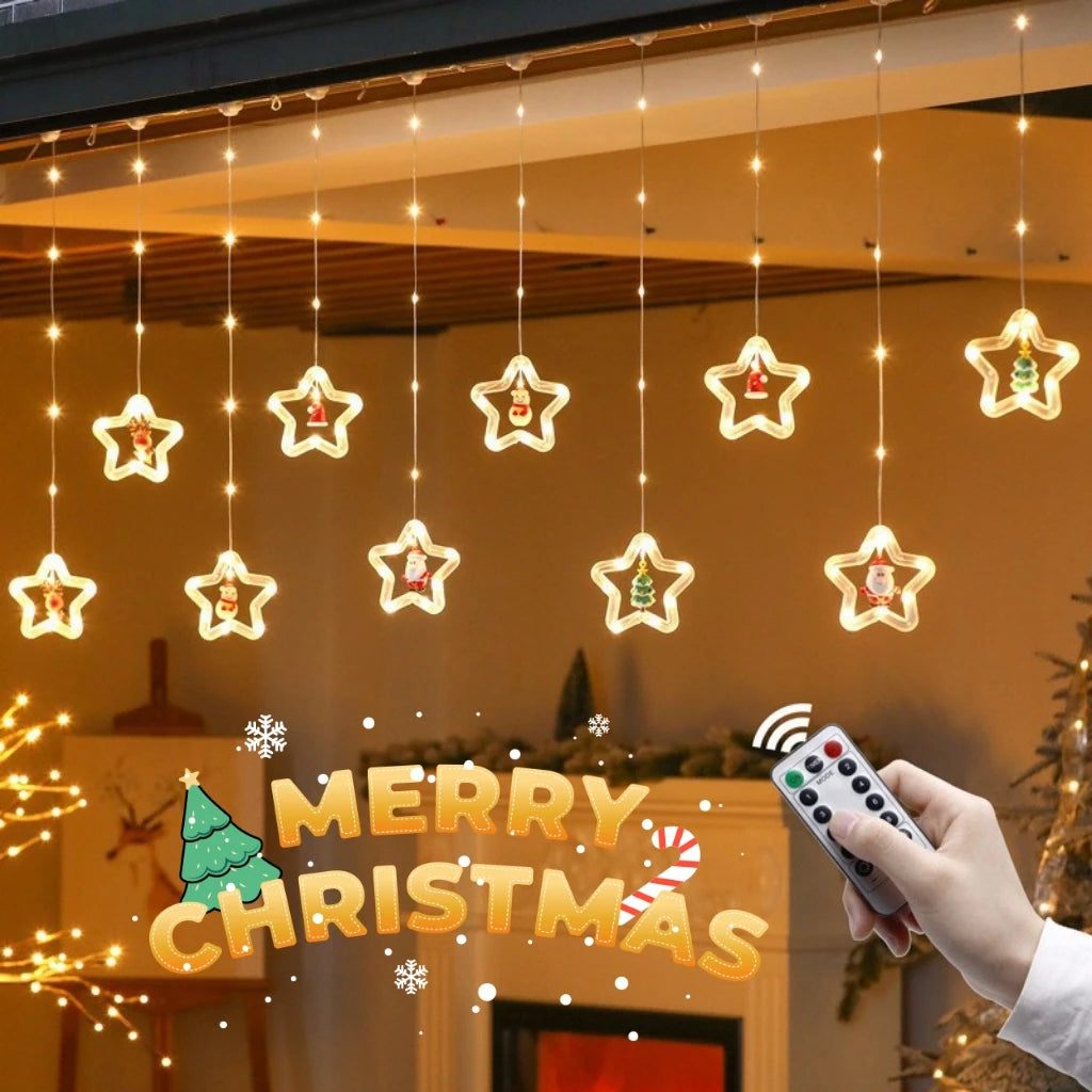 CowLost | product_id-led-usb-christmas-star-santa-curtain-string-lights-for-bedroom-and-living-room |1