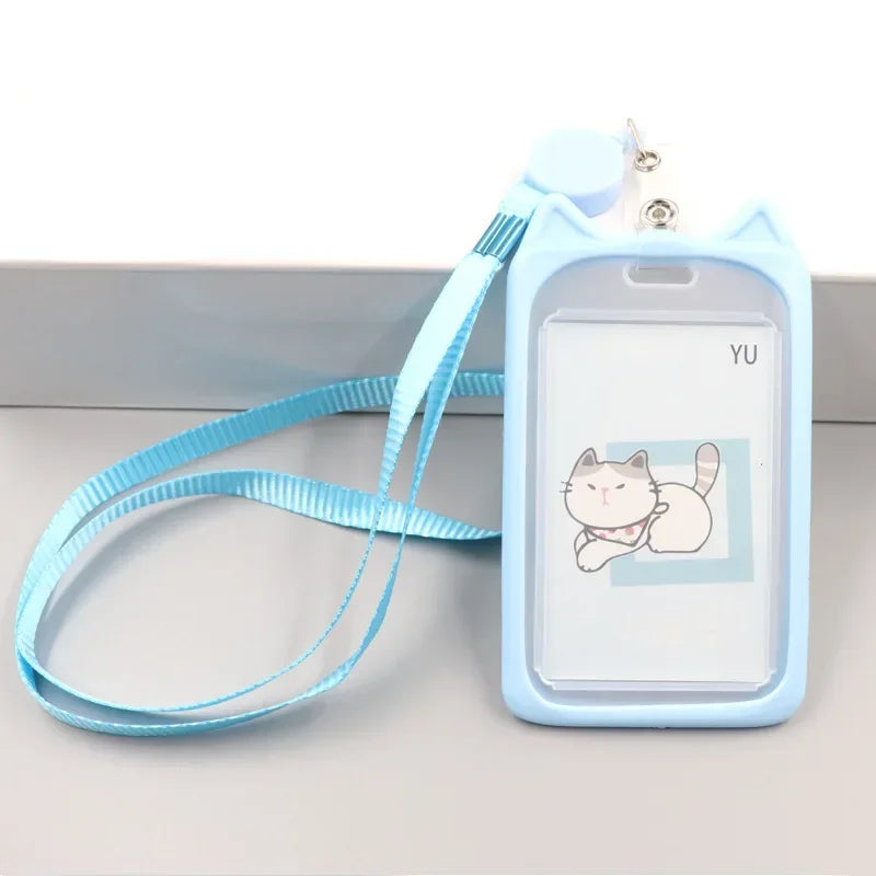 1PC Cute Cartoon Cat Card Holder Bank Identity Bus ID Card Holder