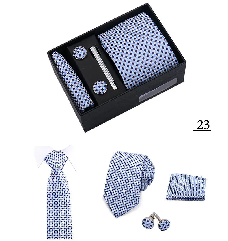 CowLost | tie-men-with-box-top-quality-business-ties-hanky-cufflink-set |9