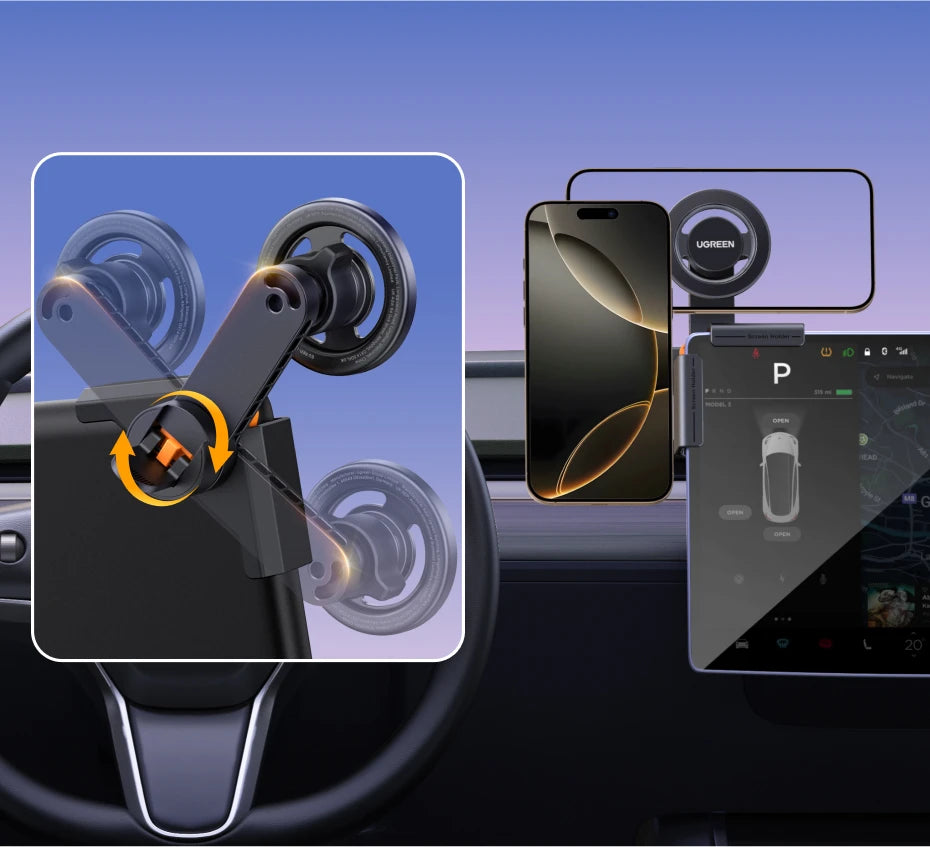 CowLost | ugreen-magnetic-phone-holder-for-tesla-car-touchscreen-triangular-structure |9