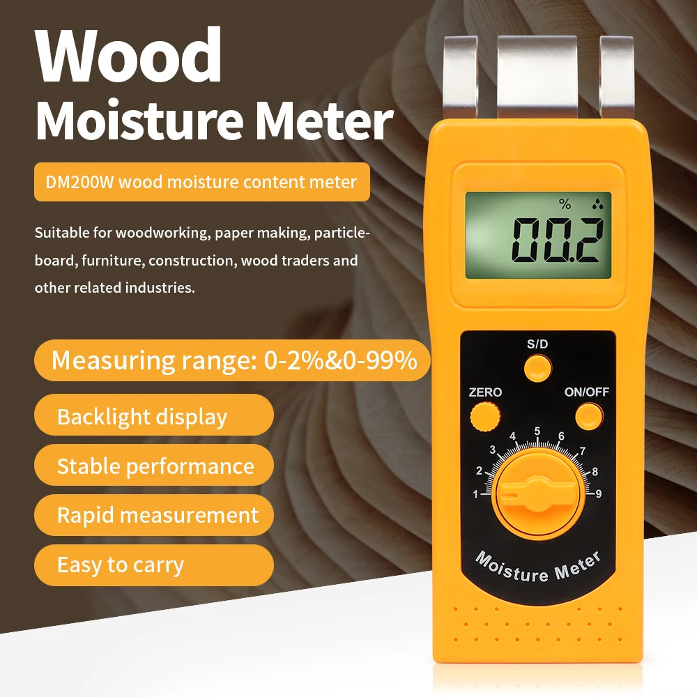 DM200 Portable Digital Multifunctional Moisture Meter for Wood, Paper, Concrete, and Meat