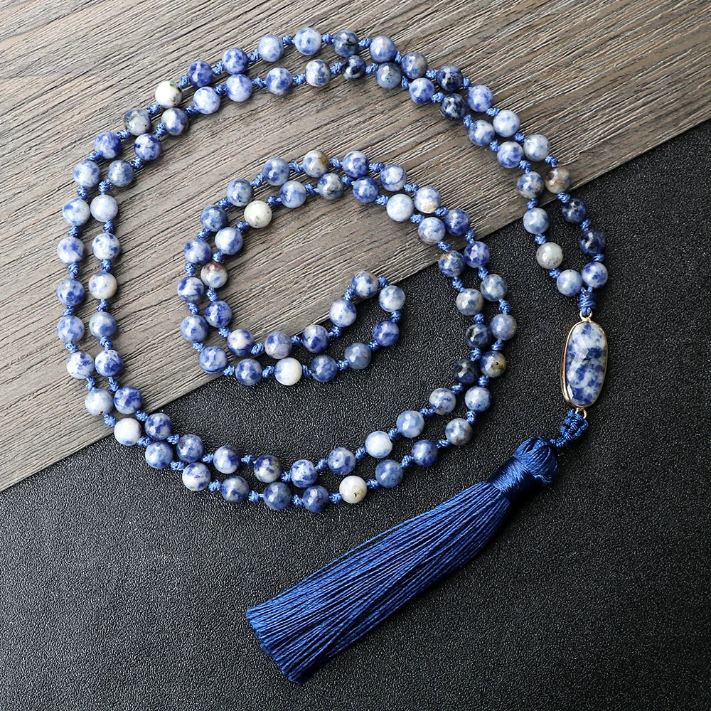 CowLost | handbags-white-dot-blue-vein-sodalite-108-beaded-mala-necklace-natural-stone |12