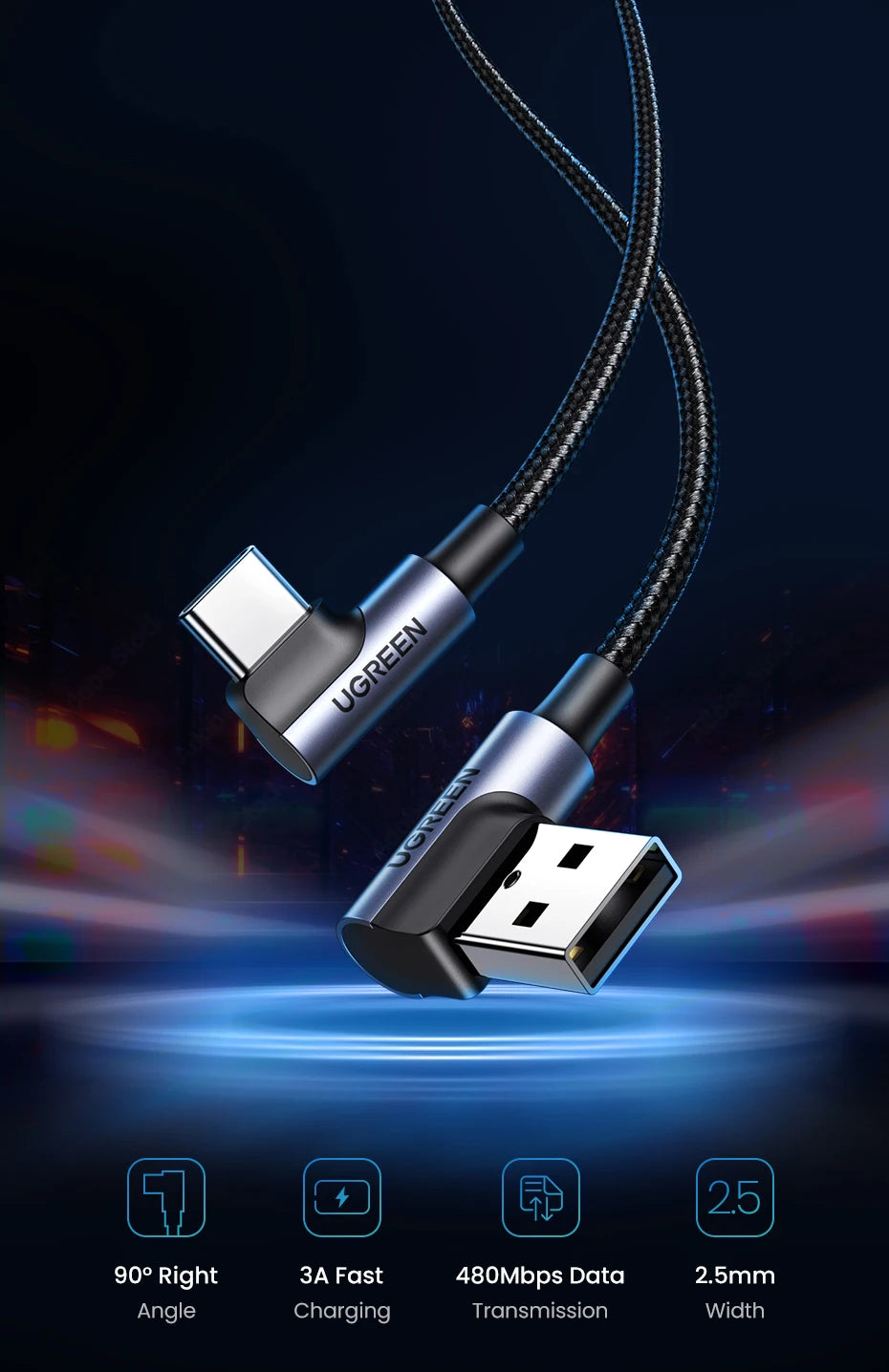 CowLost | ugreen-90-degree-usb-c-cable-nylon-fast-charge-usb-type-c-cable |7