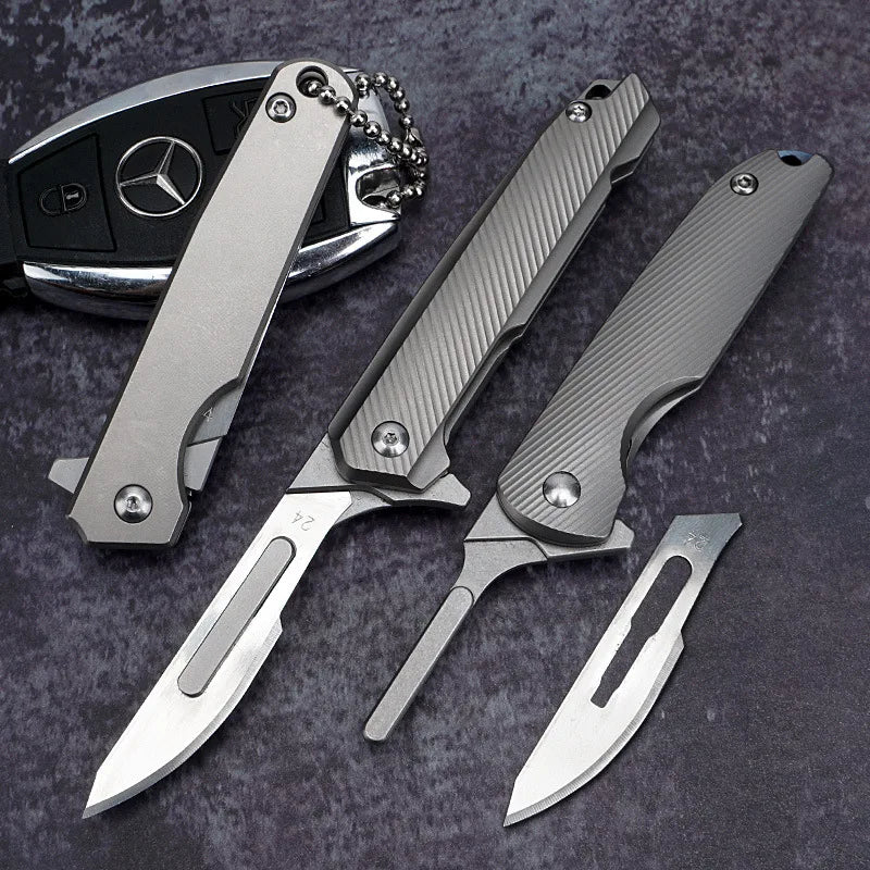 CowLost | tools-upgrade-titanium-alloy-folding-scalpel-with-replaceable-blades |4
