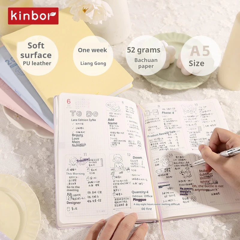 CowLost | kinbor-full-series-2026-a5-planner-daily-book-a6-annual-52g-tomoe-river-paper-journals-notepads-pure-colors-timeline-eight-grid-1 |40
