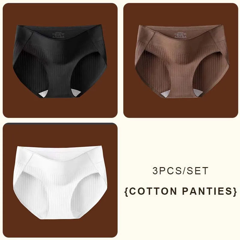 CowLost | product_id-fallsweet-3pcs-womens-plus-size-seamless-mid-rise-cotton-briefs |20