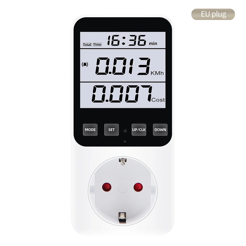 Digital Wattmeter AC Power Meter Socket Analyzer 220V EU Plug Energy Voltmeter Ammeter Electricity Cost Monitor