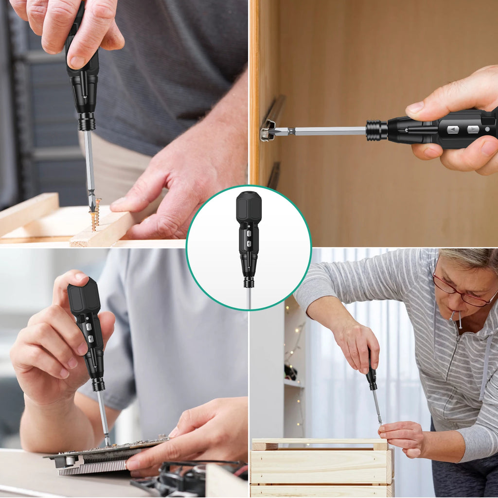 ORIA 9-in-1 Cordless Rechargeable Electric Screwdriver Set with LED Lights