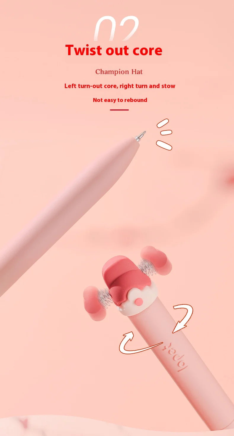 CowLost | product_id-4pcs-lopet-kawaii-lucky-hat-gel-pens-0-5mm-st-tip-quick-drying-refillable-large-capacity-ideal-for-school-exams |9