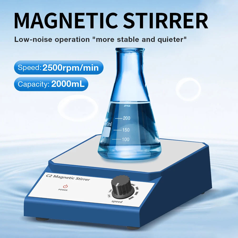 Magnetic Stirrer Lab Mixer 2500rpm Adjustable Speed with Stir Bar EU/US Plug