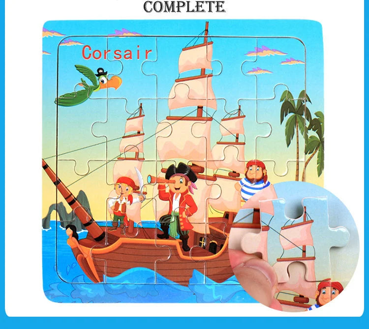 CowLost | fencing-barriers-20-piece-wooden-3d-cartoon-puzzle-educational-toy |12