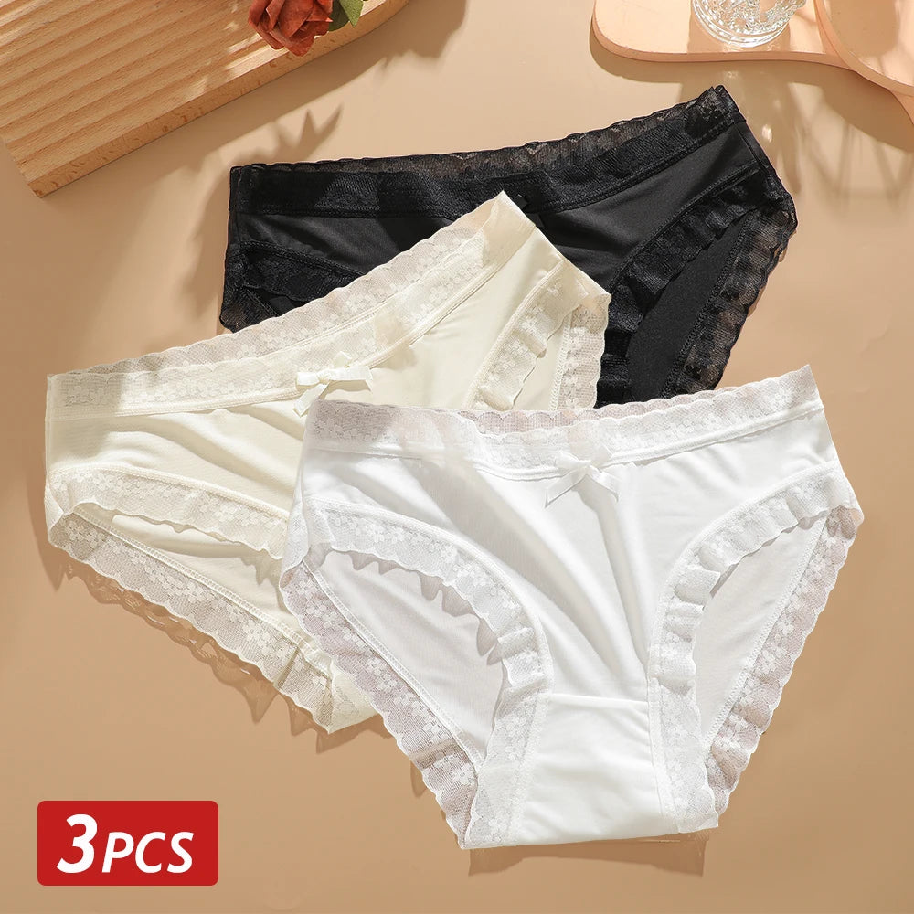 CowLost | activewear-pants-3pcs-seamless-ice-silk-lace-panties-set |48