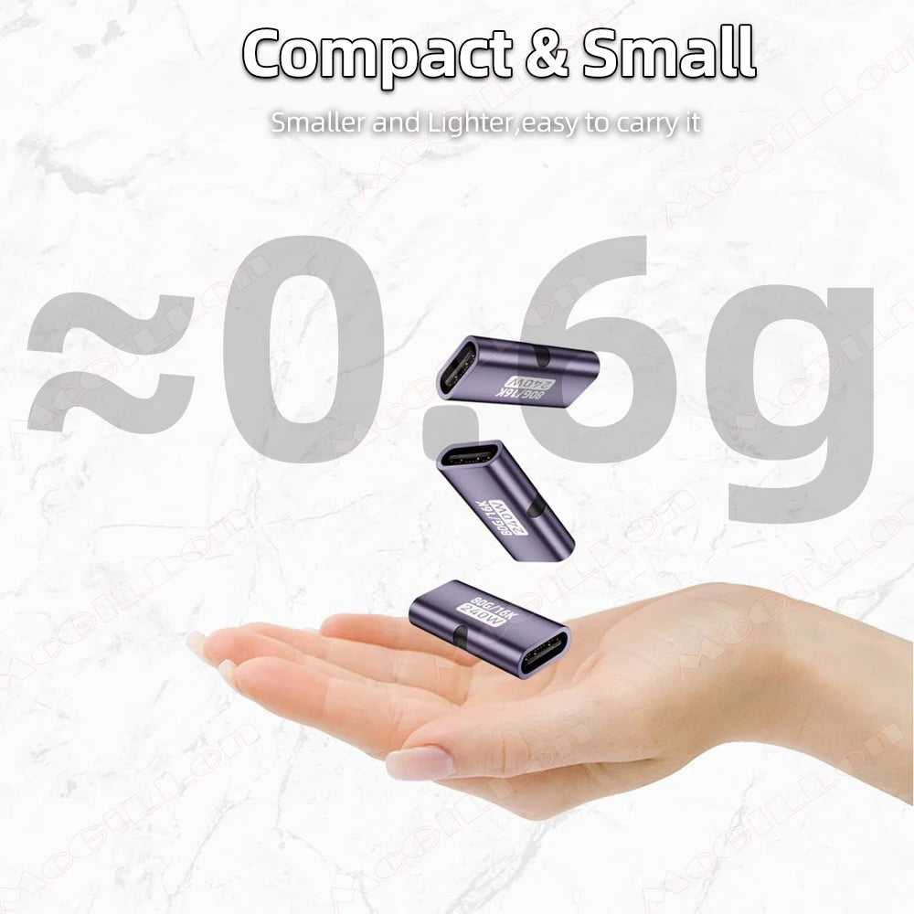 CowLost | video-product_id-pd240w-usb-c-female-to-female-otg-adapter-240w-pd3-1-fast-charging-80gbps-data-16k-60hz-video-support |6