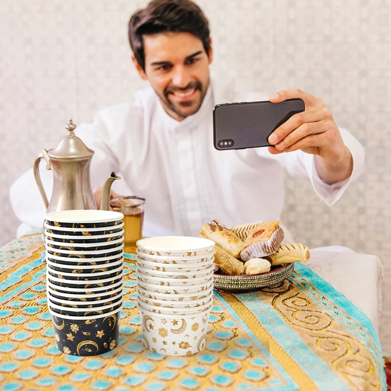 CowLost | 10pcs-ramadan-paper-bowl-eid-mubarak-decoration-for-home-food-holders |15